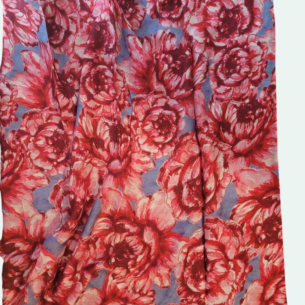 Floral Pattern Pink & Blue Lightweight Scarf Wrap For Women 72" Long x 26" Wide - Picture 14 of 16
